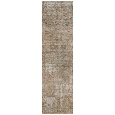 Isadorae Brown Washable Indoor-Outdoor Rug - LOOMLAN