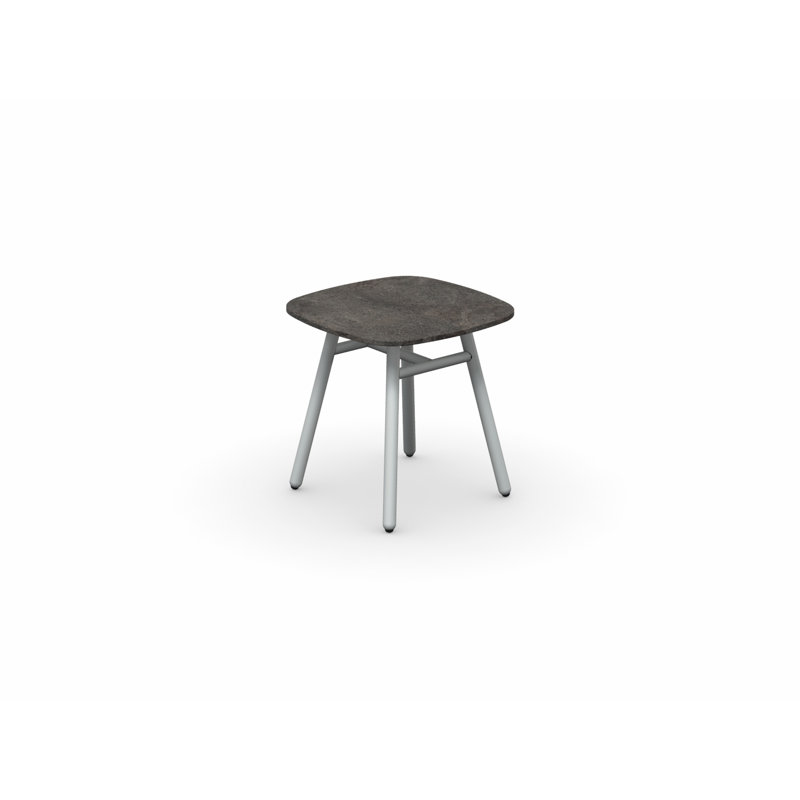 Yo Outdoor Coffee Table with Ceramic Top and Aluminum Frame, Slate White, Matt Thyme Green