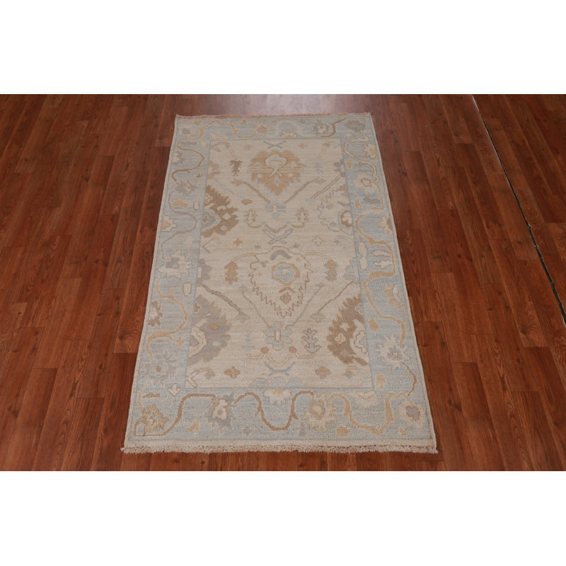 Vegetable Dye Wool Oushak Turkish Rug 3x5
