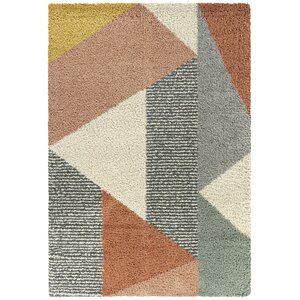 Satterlee Geometric Machine Woven Pink/Gray/Brown Area Rug