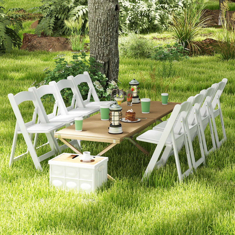 Red Barrel Studio® 8 Pack Resin Folding Chairs With Padded Seat All-weather Resin Frame Patio