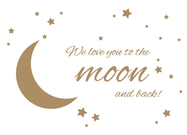 Adhésif décoratif « To the moon and back », H 44 po x l 65 po x P 0,01 po, Brun pâle