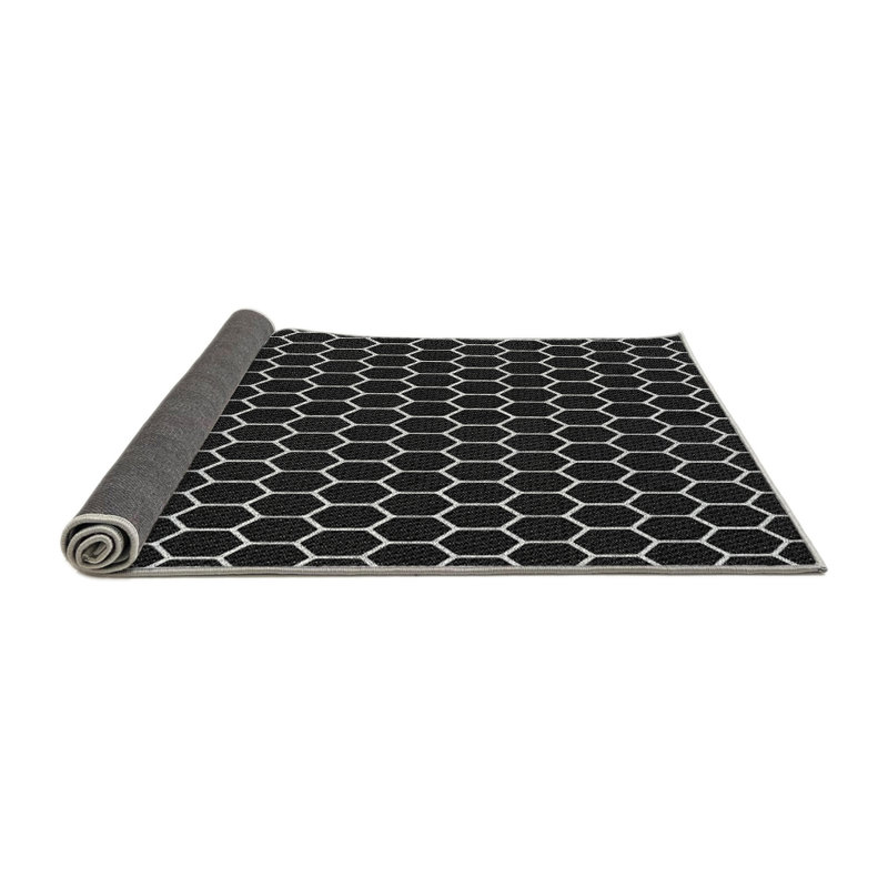 Tapis noir/blanc à motifs Holleman, Rond 7 pi
