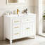 Meuble-lavabo 36 po avec lavabo, lavabo en céramique, tiroir coulissant, 3 tiroirs latéraux, tablette réglable, blanc