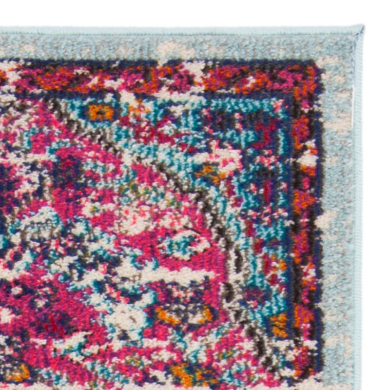 Tapis fuchsia / bleu sarcelle Felty, Tapis de couloir 2 pi x 8 pi