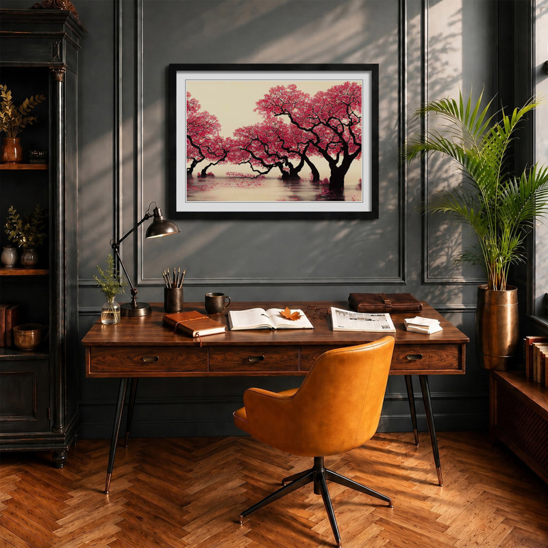 Thrilling Cherry Blossom Trees - Framed Print, Black Framed, 34cm H x 46cm W x 2cm D