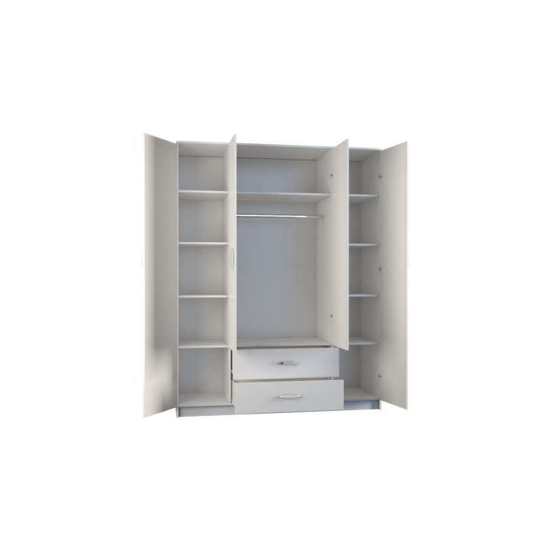 Weyburn 4 Door Manufactured Wood Wardrobe, White
