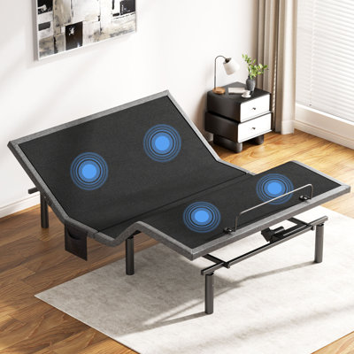Structure de lit réglable avec massage, télécommande sans fil, zéro gravité, 4 ports USB, veilleuse sous le lit, assemblage rapide en 3 minutes