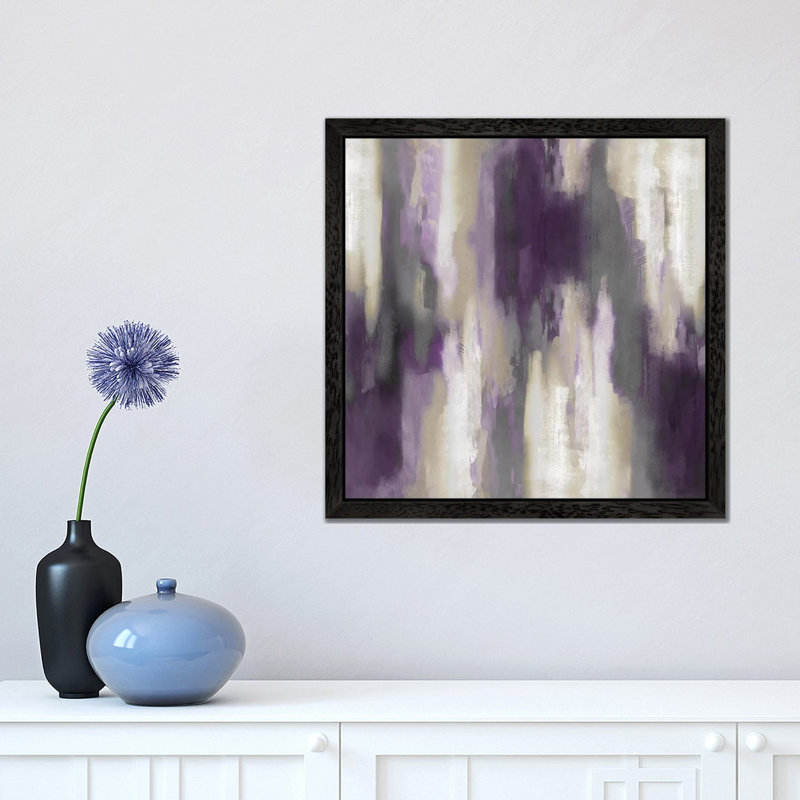 Amethyst Perspective III by Carey Spencer - Floater Frame Painting on Canvas, 45.72 cm H x 45.72 cm W, Black