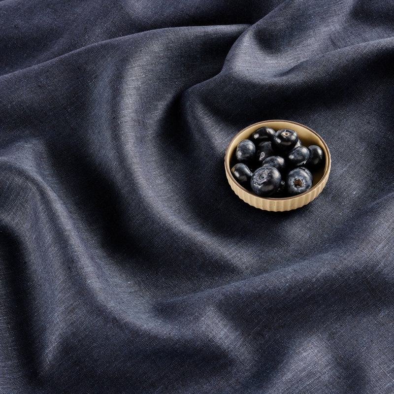 100% Pure Linen Table Throw - Athena, Chambray Navy