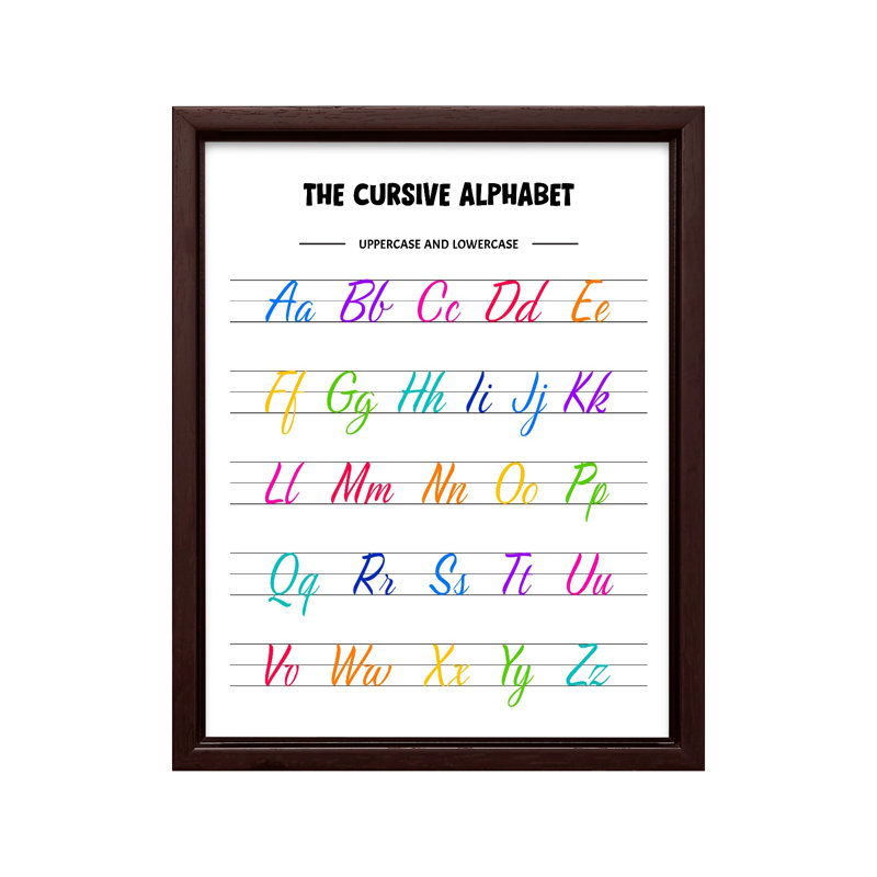 Alphabet cursif, Canvas, 24"H x 32"W, Brown Framed