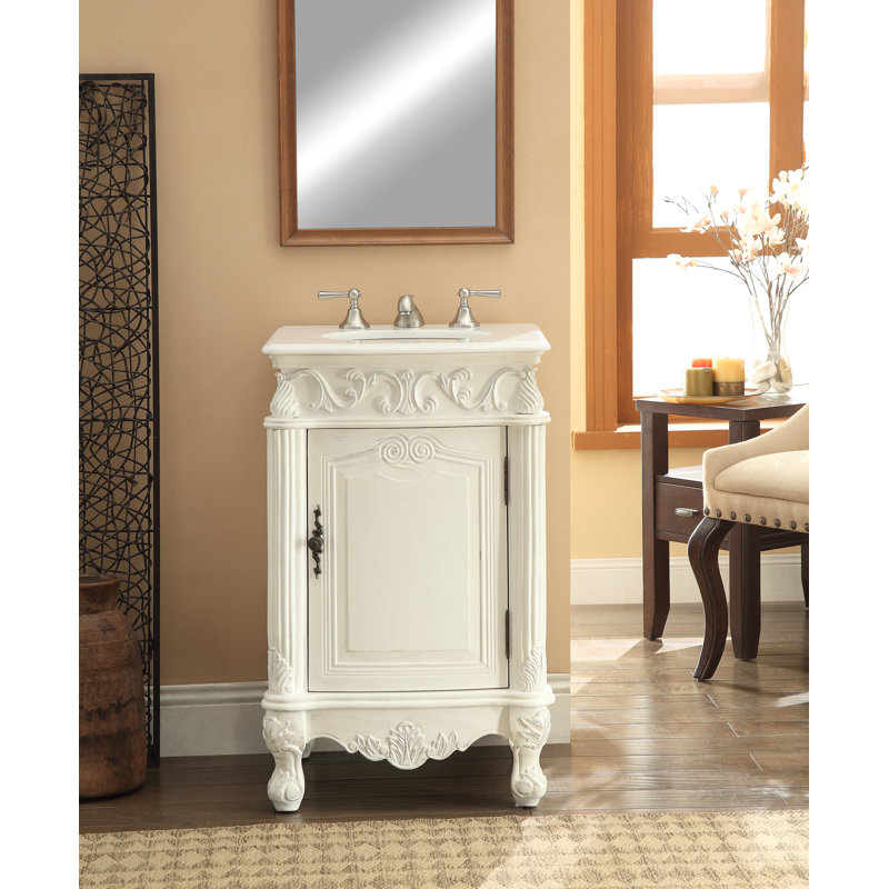 Rimini 21 " W Freestanding Standard Free Standing Single Double With Marble Top