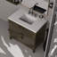 Meuble-lavabo simple en chêne brun 36 po X P 22 po D, avec plateau en marbre de culture-117980182
