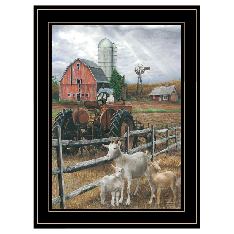 «The Old Tractor», art mural encadré pour le salon, décoration murale par Ed Wargo, H 19 po x l 15 po x P 1 po, Noir