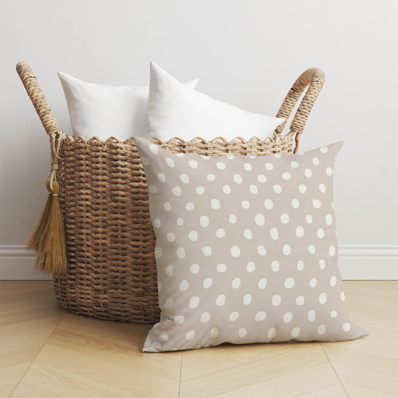 Dot Lyfe Taupe Throw Pillow, 16"H x 16"W