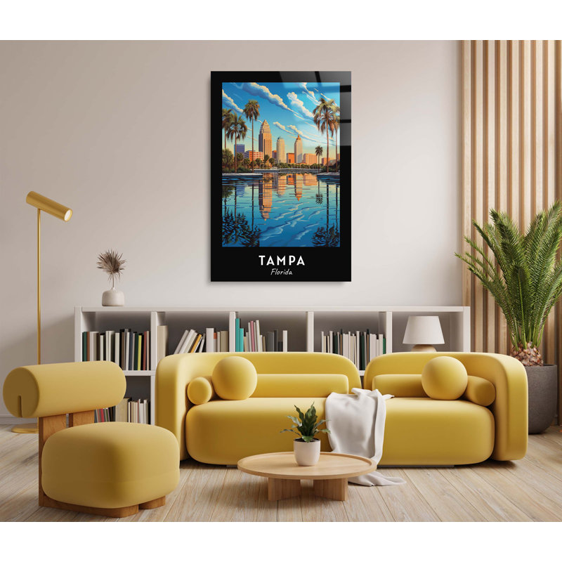 Tampa Florida sur impression plastique / acrylique, H 36 po x l 24 po x P 1 po