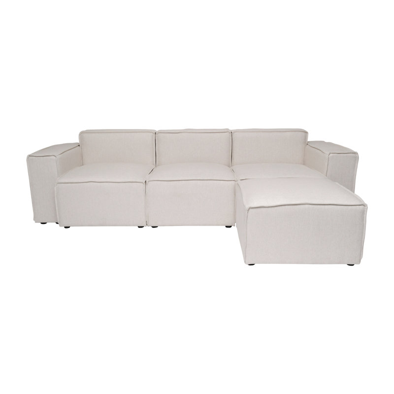 Canapé modulaire avec repose-pieds 4 pièces Bridgetown, Mélange de polyester crème