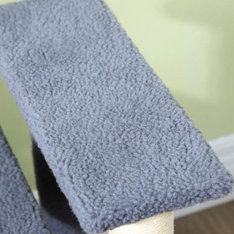 Marchepieds gris à 4 niveaux avec poteaux à griffer, support suspendu et marche latérale pour les admirateurs de chaton, gardiens de tapis, jusqu'à 10 lb,