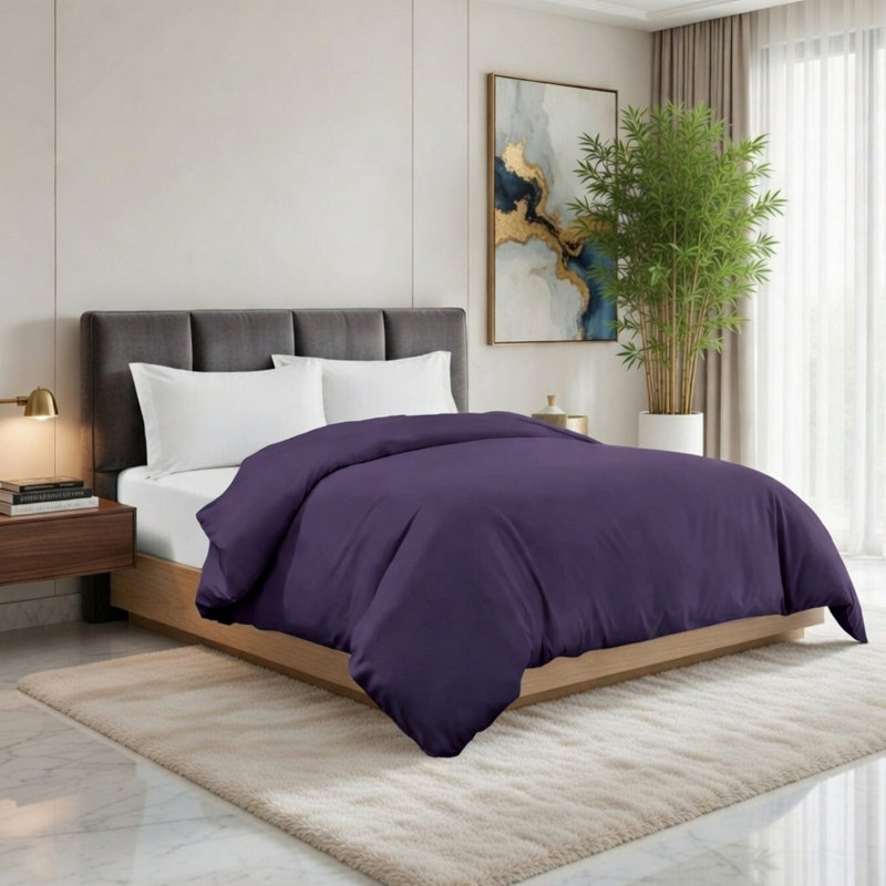 Luxury Bamboo Duvet Cover, Ultra-Soft & Cooling Bamboo Blend, Machine Washable, Twin, Purple