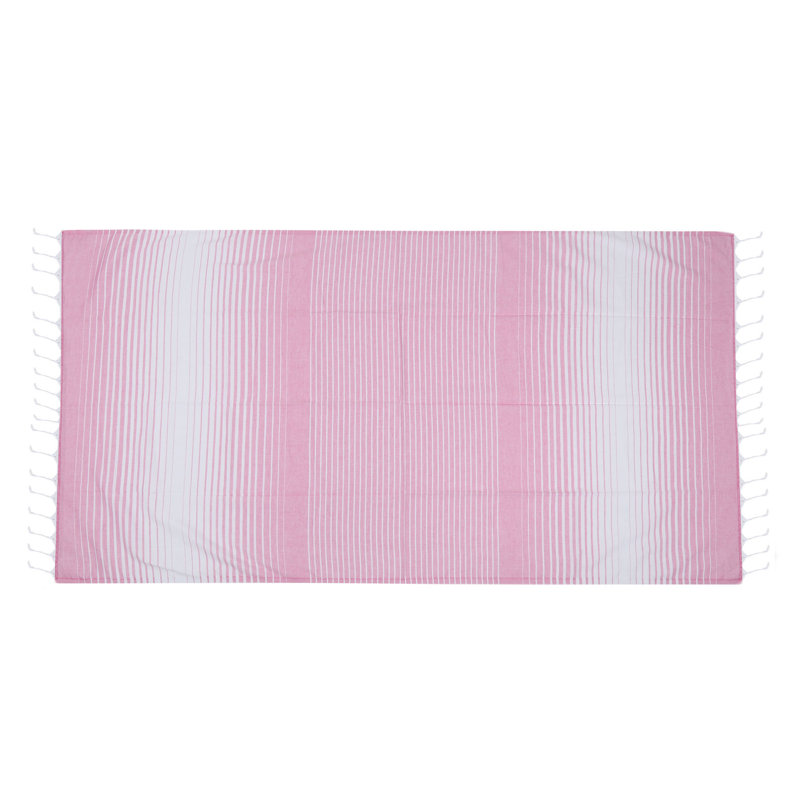 Serviette de plage 100% coton Clery, Rose / blanc