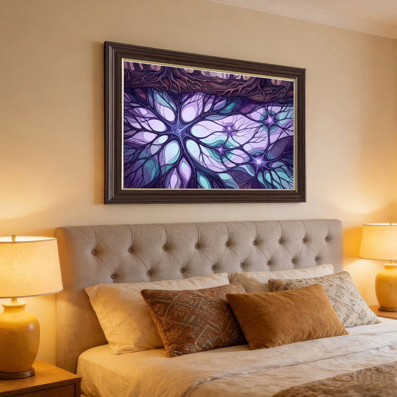«Mauve et bleu sarcelle», art abstrait sur toile, 12"H x 18"W