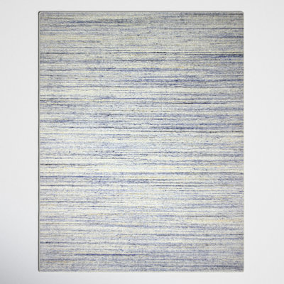 Thebes Handmade Hand Loomed Wool Ivory/Blue Rug