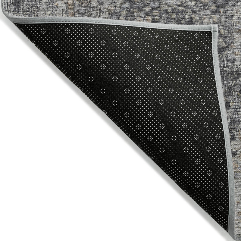 Charcoal Flat Woven Synthetic 10' x 14' Washable Rug
