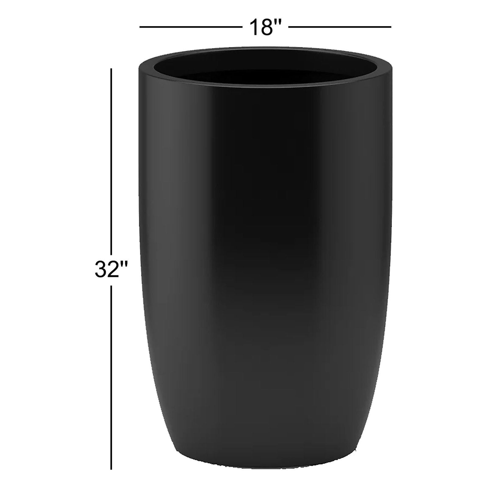 Rilo Pot Planter, Black, 32"H x 18" W x 18" D