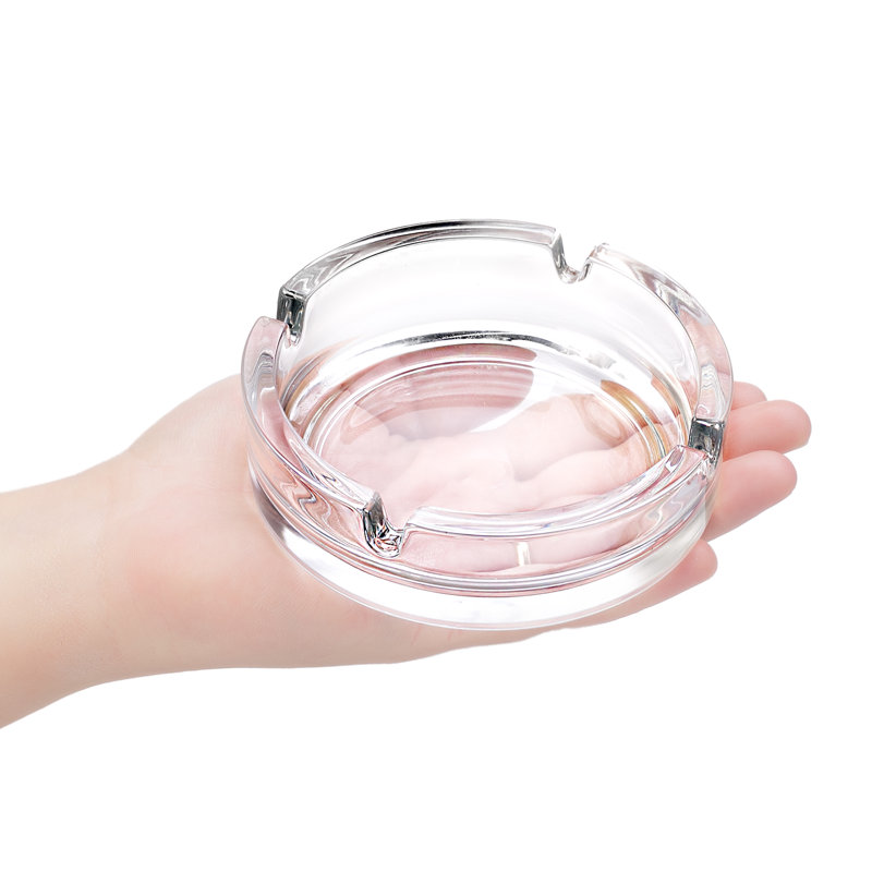 Clear Glass Large Cigar Ashtray with 4 Grooves