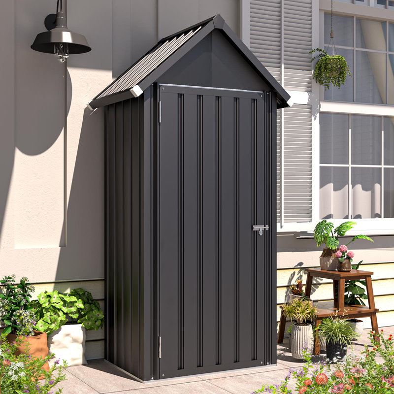 Armoire de rangement extérieure imperméable avec tablettes, remise à outils verrouillable en métal