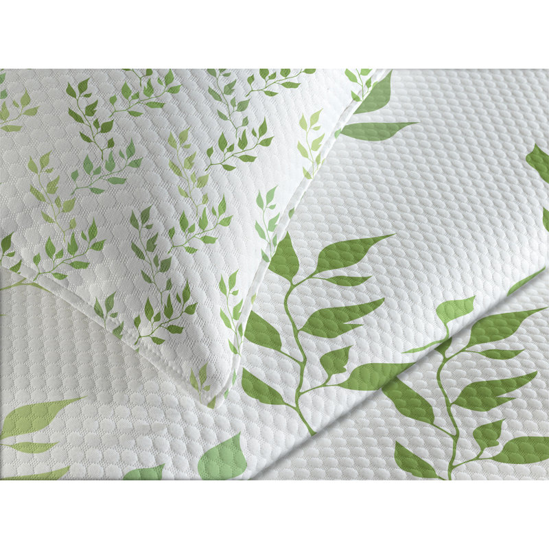 Ambesonne Green Bedspread Symmetrical, King Bedspread + 2 Standard Shams