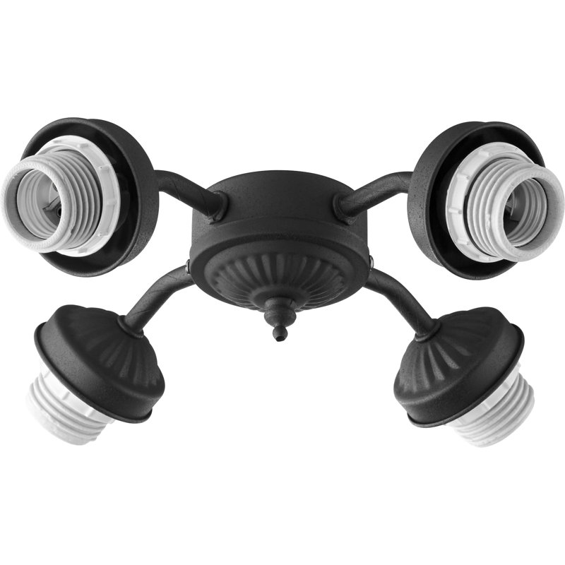 Ventilateur de plafond 4 lumières, DEL, Noir