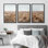 "Wildflower Field Rustic Illustration Modern Art Decor Living Room Office" 3 pièces
