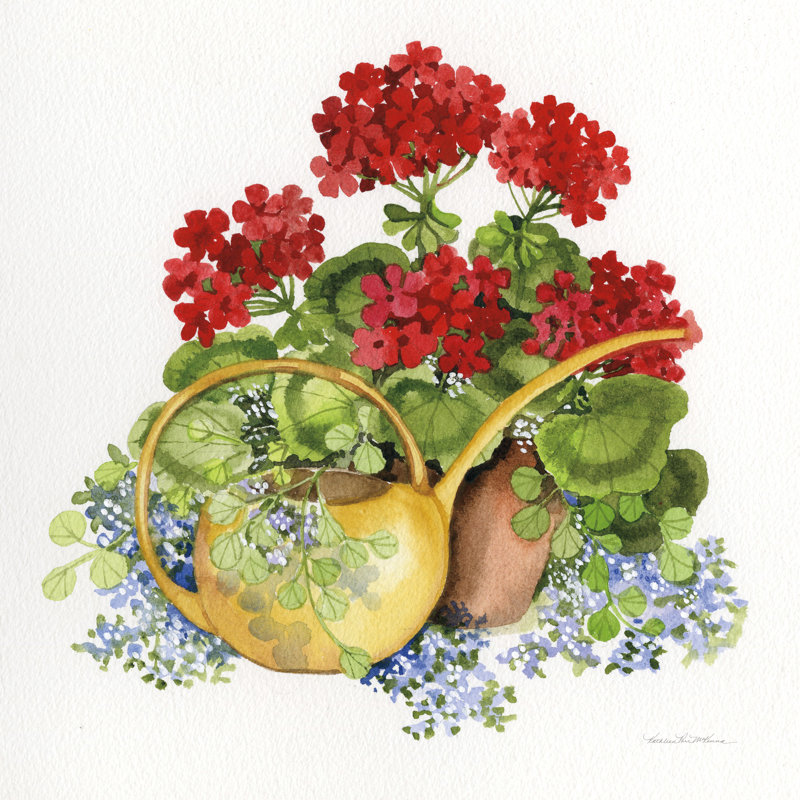 «Geranium Tea IV» par Kathleen Parr McKenna, reproduction d'art sur toile tendue, H 36 po x l 36 po