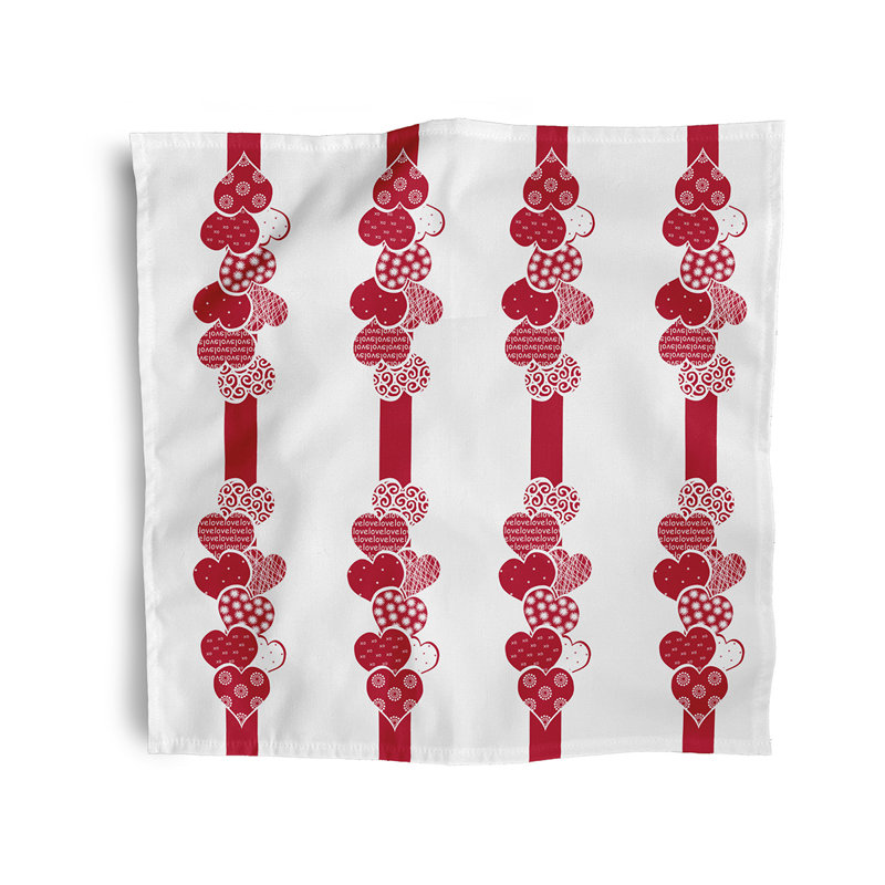 Jamul Ribbon of Hearts Napkins, Red