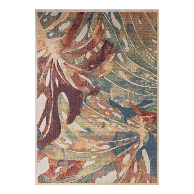Tinesford Abstract Indoor / Outdoor Rug, Rectangle 7'1" x 10'