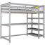 Lit mezzanine simple avec tablettes de rangement et bureau, gris et bois massif-1605930941-1605930938