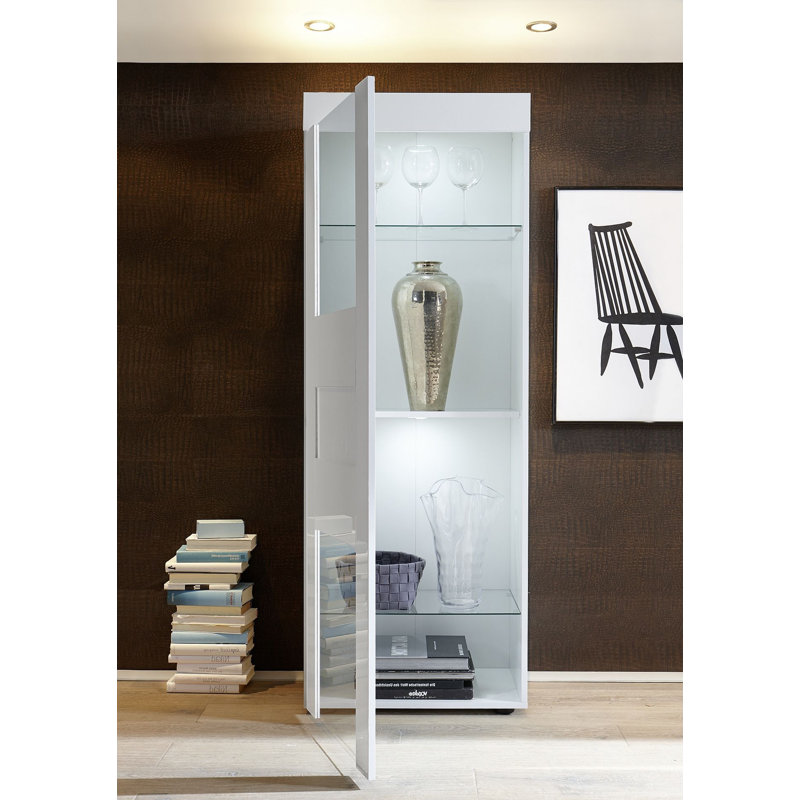 Raheel Display Cabinet, White Gloss/Concrete Grey
