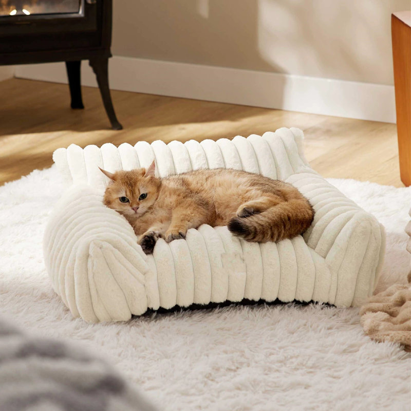 Nid de coussin pour chien Furry, Blanc