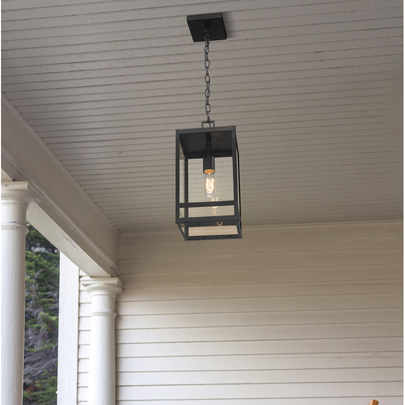 Lanterne suspendue d'extérieur 1 lumière noire Sylmar, H 112 po x l 7,5 po x P 7,5 po