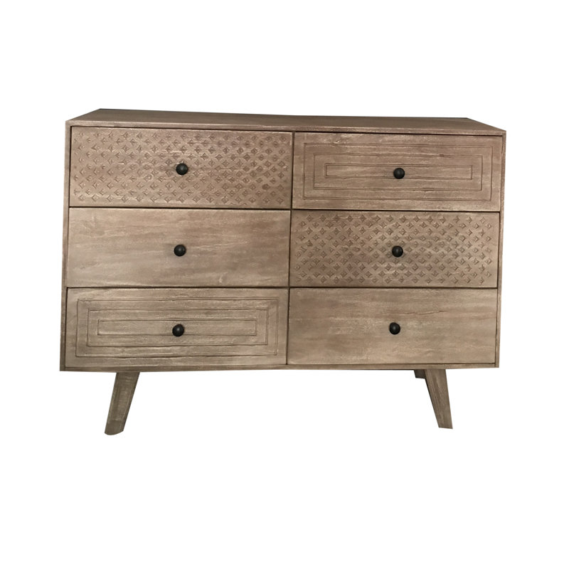 Gale Solid Wood 118 cm W Chest of 6 Drawers