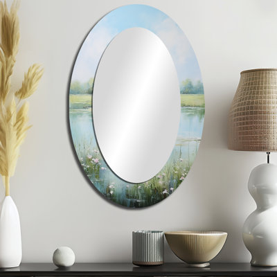 Miroir décoratif ovale sur métal Meadow Tranquil Waters I