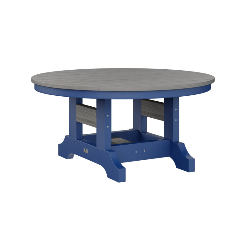 Garden Classic Outdoor Round Coffee Table, Pacific Blue, Driftwood Gray