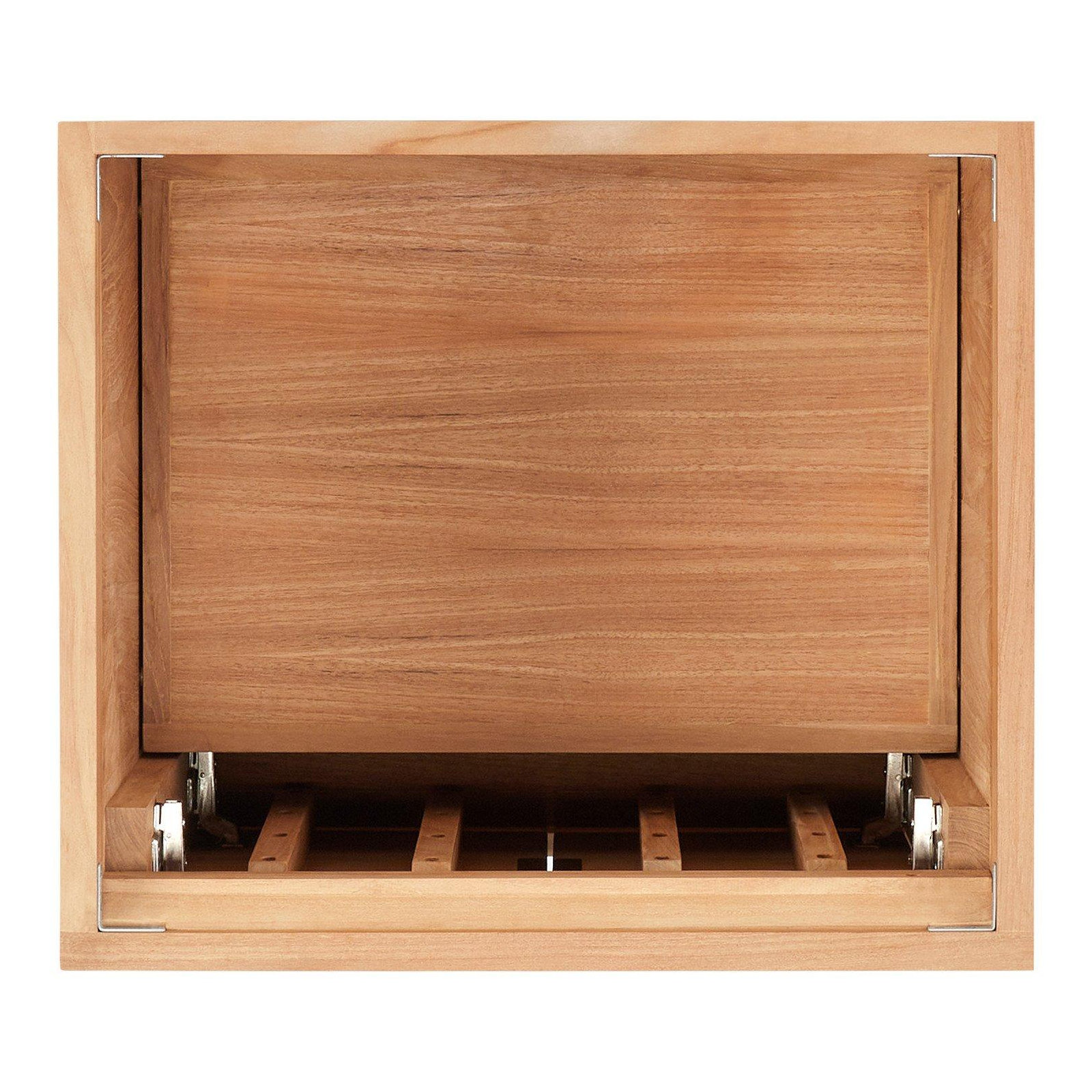 24" Aliso Single Bathroom Vanity Set with Rectangular Undermount Sink, Carrara Marble, No Faucet Hole, Natural Teak