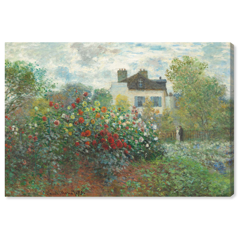 «Monet Garden With Dahlias» par Art Remedy, Toile tendue, H 15 po x l 10 po