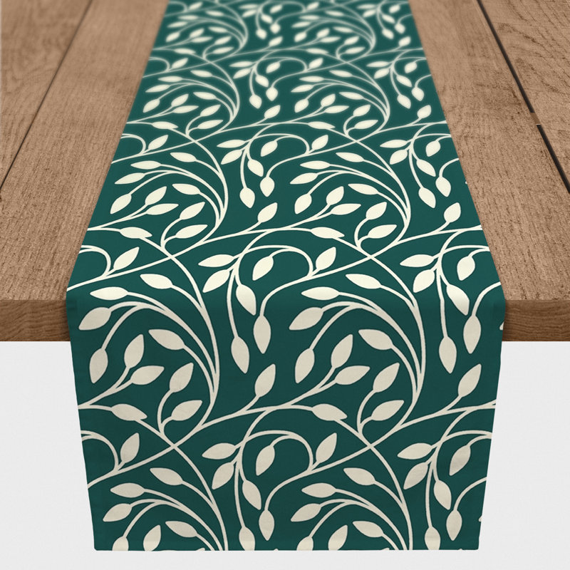 Circle Vine Pattern Yellow 4 Table Runner, Teal