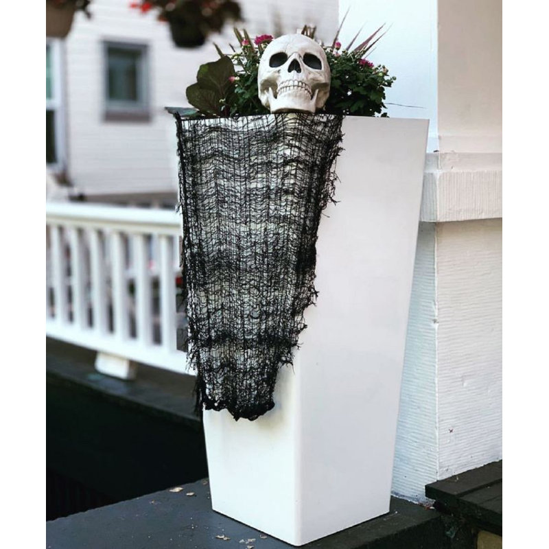 32" H Cascade Square Tall Planter, Glossy White