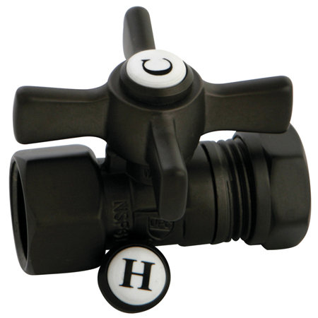Kingston Brass Millennium 1/2-Inch FIP x 1/2 or 7/16-Inch Slip Joint Quarter-Turn Straight Stop Valve, Oil Rubbed Bronze