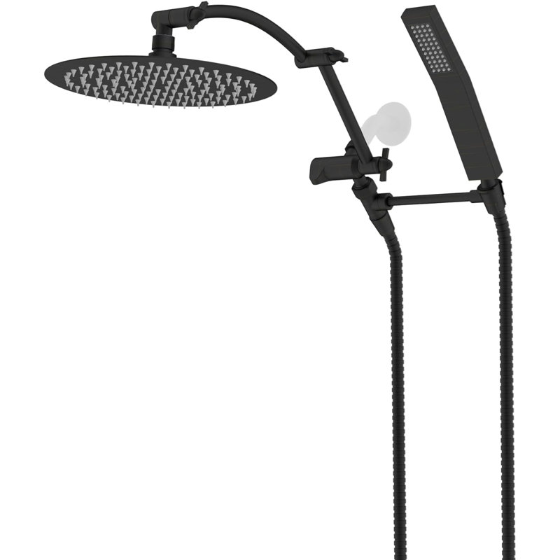 Matte Black 10" Rainfall Shower Head Combo with Handheld