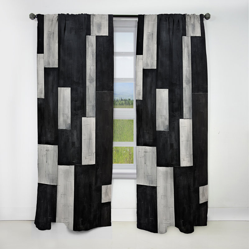 Black And White Cuboids Dream - Shapes Curtain - Blackout Abstract Curtain - 1 Panels, 52" W x 84" L